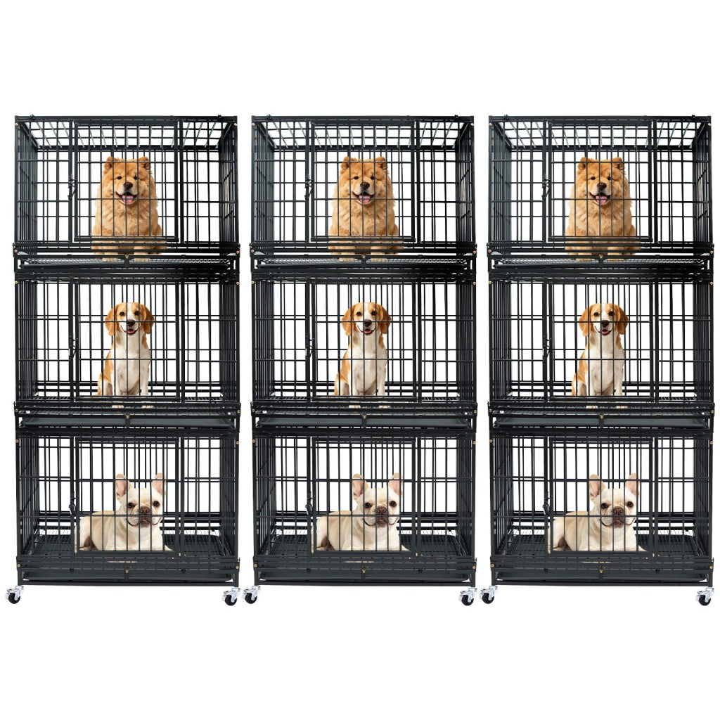 37 Inch Stackable Heavy Duty Dog Kennel – Foldable – alternate view 13