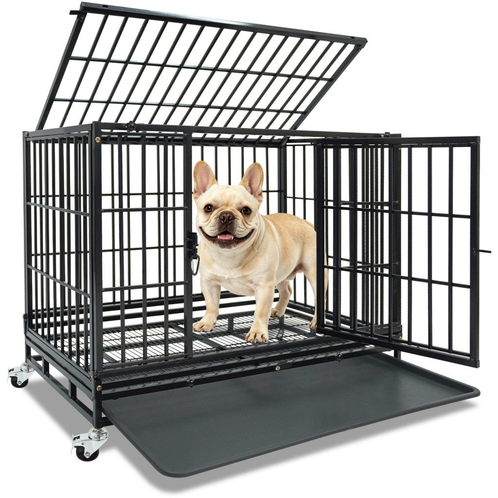 37 Inch Stackable Heavy Duty Dog Kennel – Foldable – front view