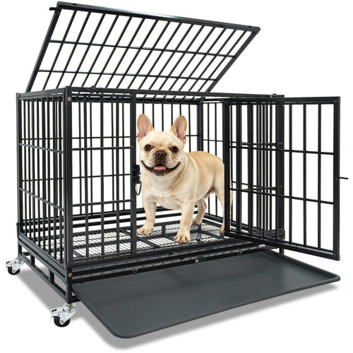 37 Inch Stackable Heavy Duty Dog Kennel – Foldable – front view