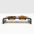 Hiddin Smoke Grey Lucite Feeder with Metal Bowls – front view