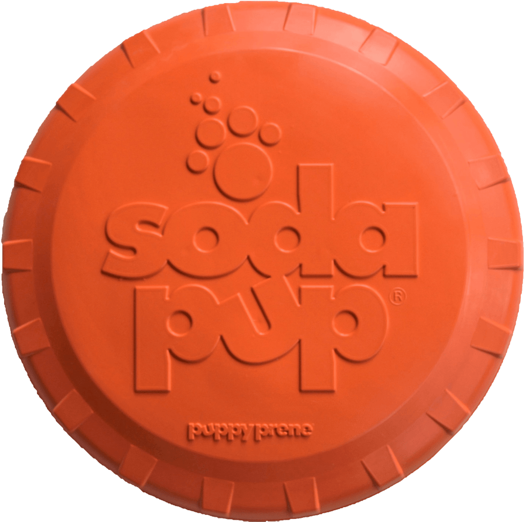 SodaPup Bottle Top Flyer orange rubber frisbee dog toy – photo 1 of 13
