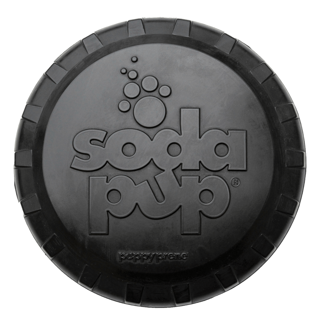 SodaPup Magnum Bottle Top Flyer black rubber frisbee dog toy – photo 1 of 10