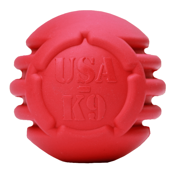 USA-K9 Stars and Stripes red rubber dental ball dog toy – photo 1 of 10