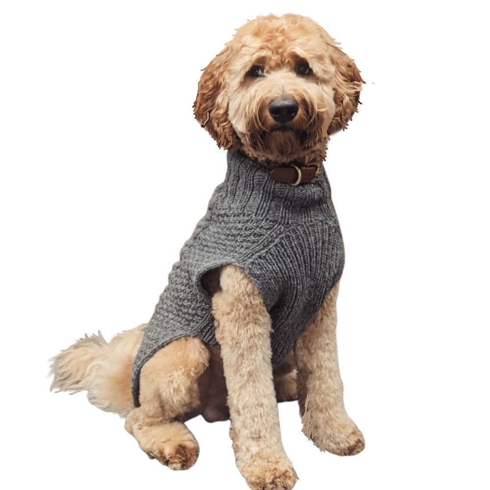 Gray Cable Knit Dog Sweater 100 Percent Sheep Wool – photo 1 of 6