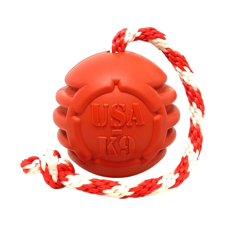 USA-K9 Stars and Stripes red rubber reward ball dog toy – photo 1 of 8