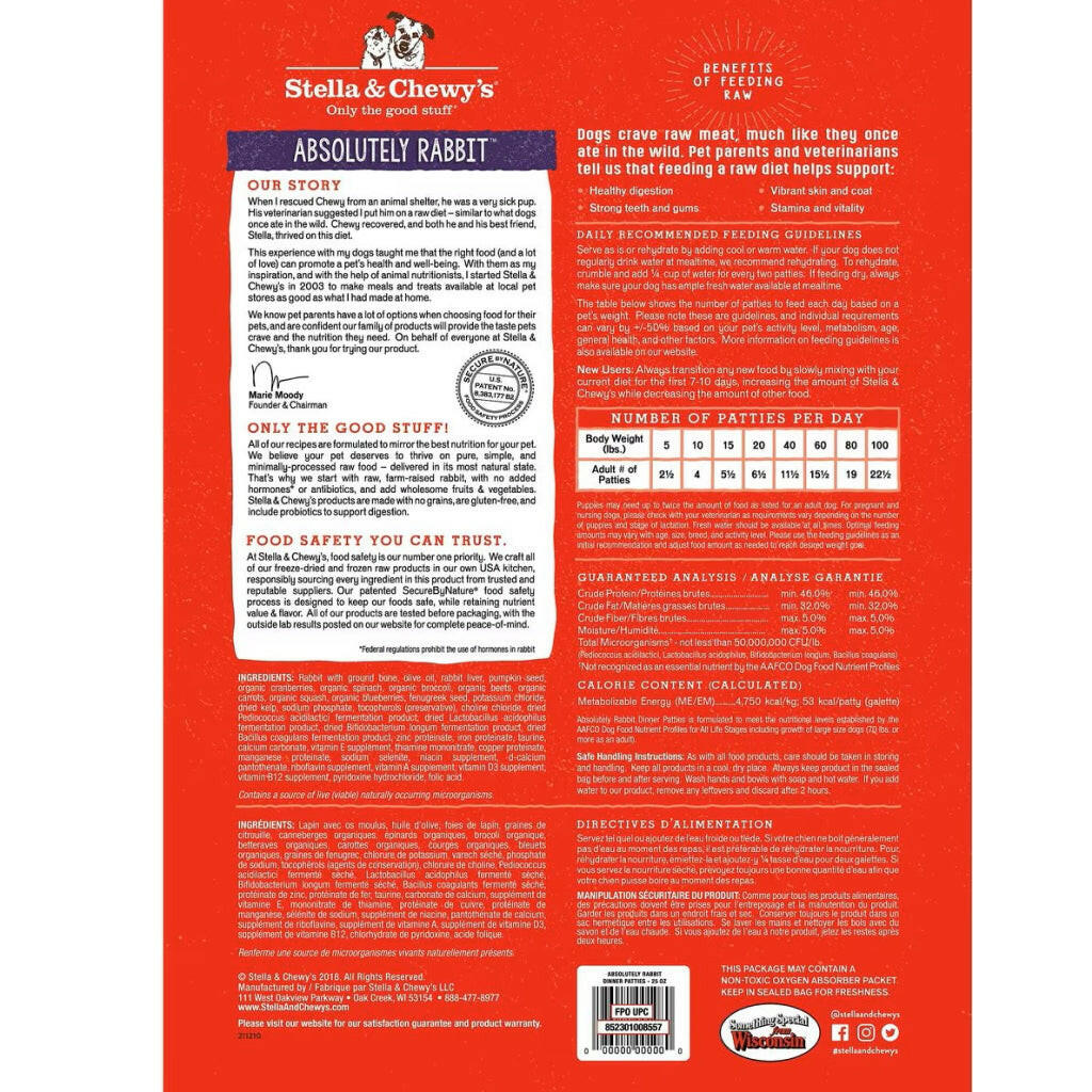 Stella and Chewys Absolutely Rabbit Dinner Patties Freeze-Dried Raw Dog Food – photo 8 of 8