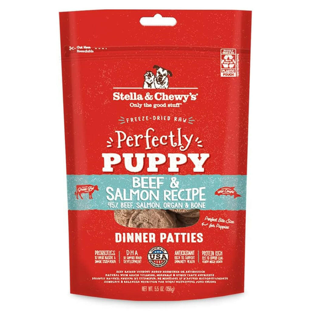 Stella and Chewys Perfectly Puppy Beef and Salmon Dinner Patties Freeze-Dried Raw Food – photo 1 of 9