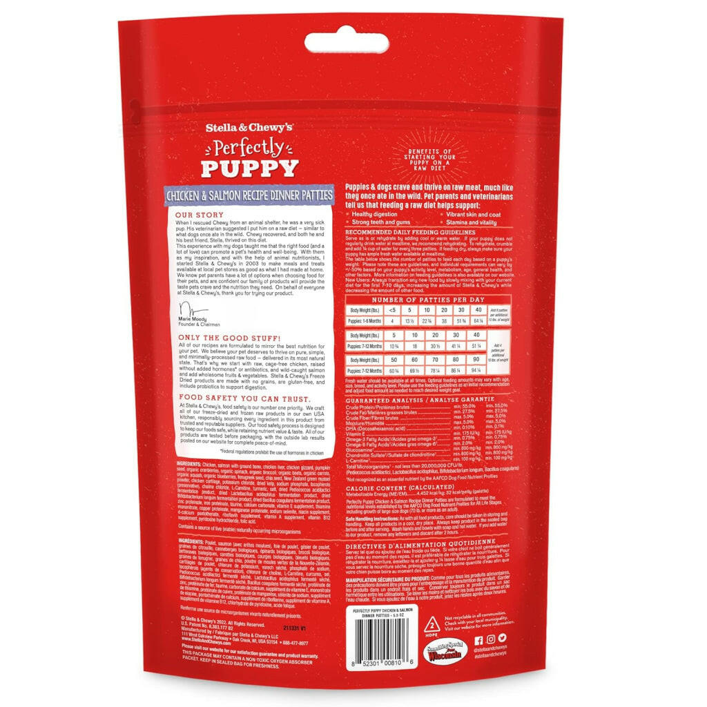 Stella and Chewys Perfectly Puppy Chicken and Salmon Dinner Patties Freeze-Dried Raw Food – photo 3 of 9
