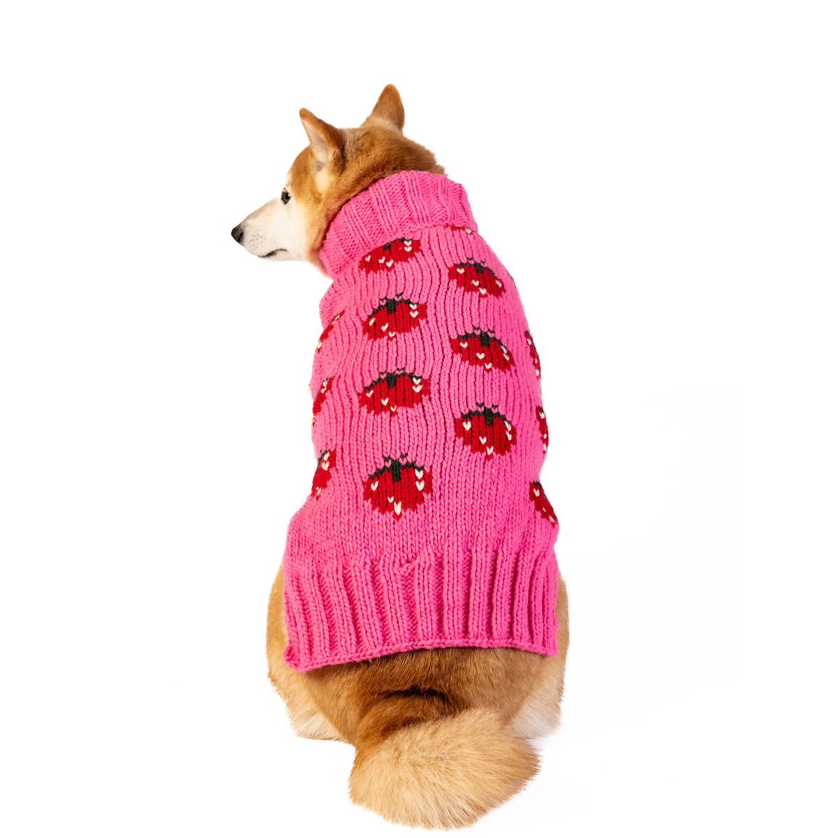 Strawberry Dog Sweater Bright Pink Berry Design – photo 3 of 6