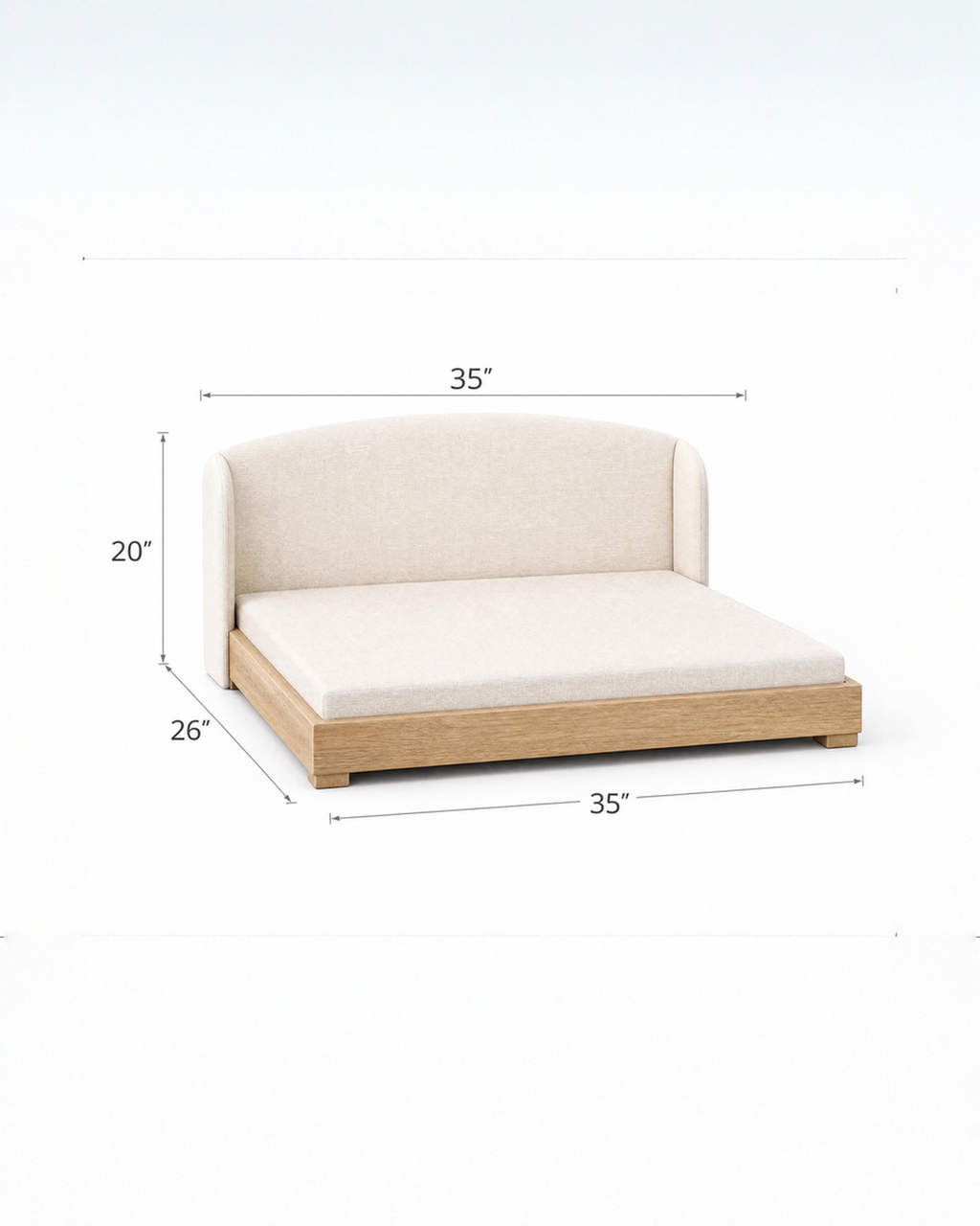 The Haven orthopedic dog bed beside a sofa