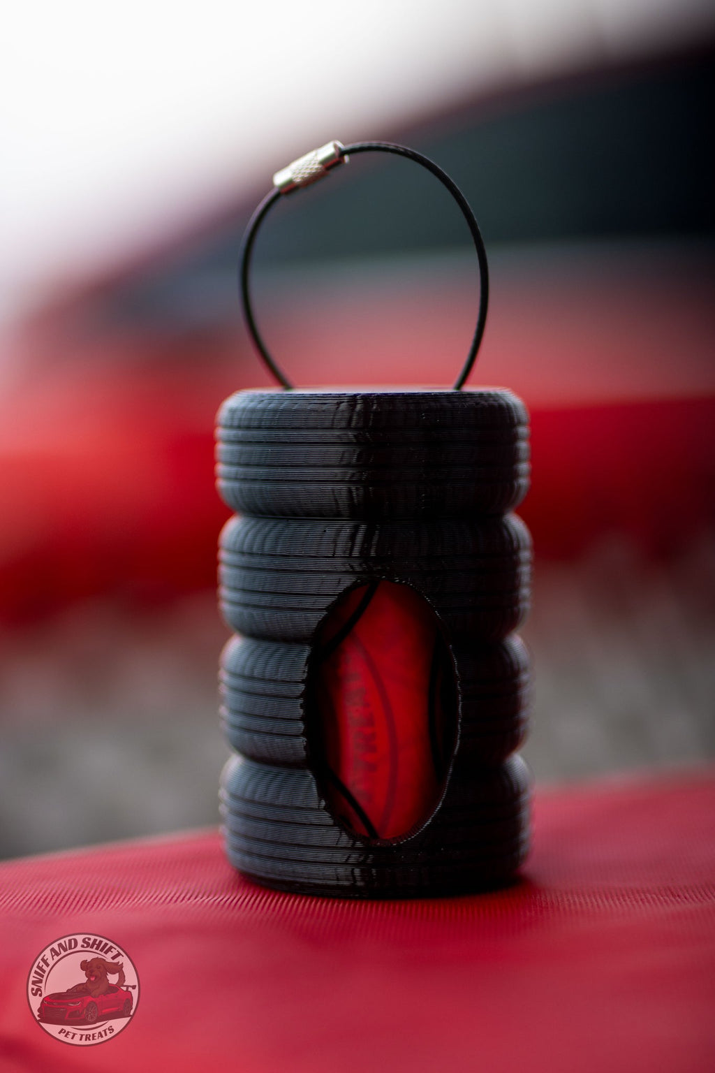 Tire Stack Poop Bag Holder Refillable Leash Dispenser with Strawberry-, alternate view