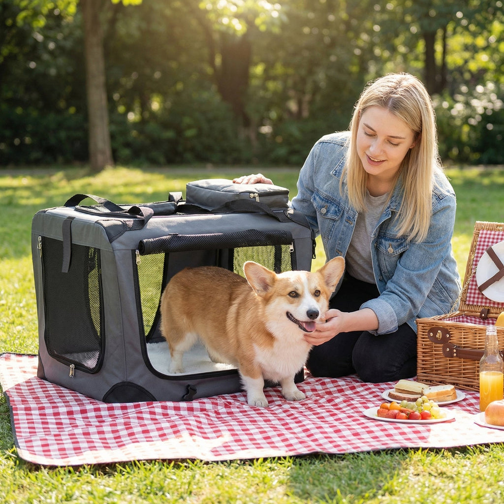 Soft Collapsible Dog Crate with Mesh Windows and 3 Doors – photo 1 of 32