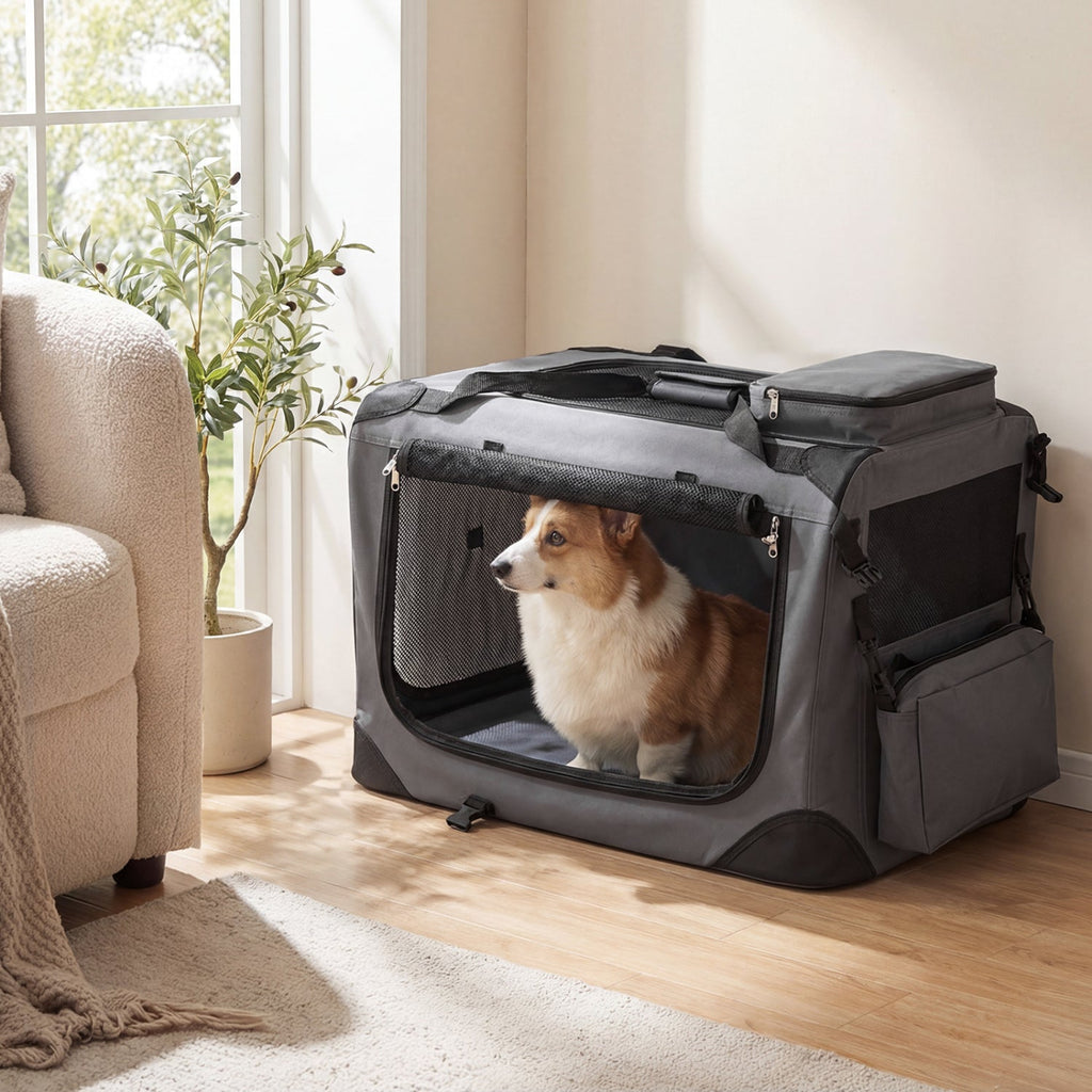Soft Collapsible Dog Crate with Mesh Windows and 3 Doors – photo 2 of 32