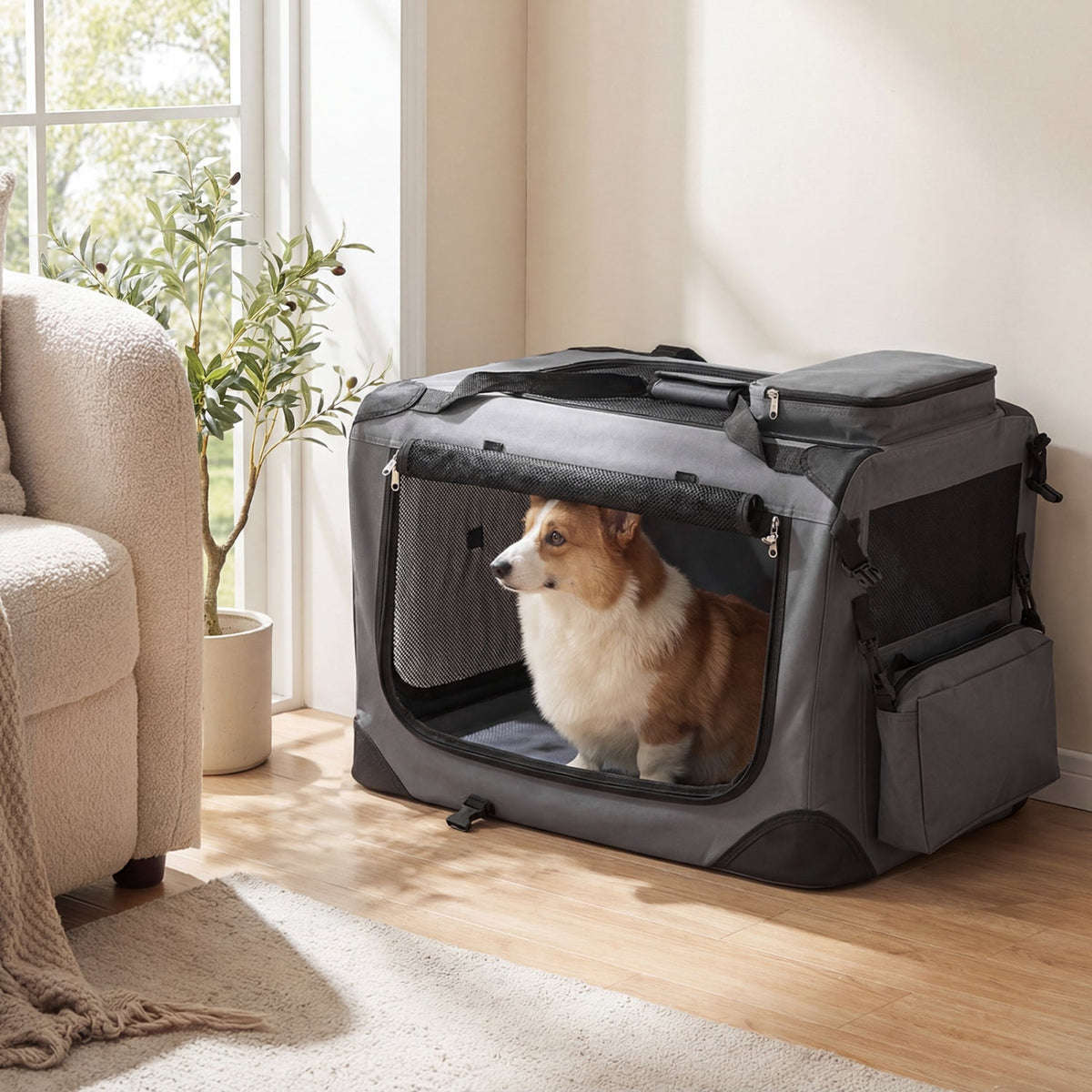 Soft Collapsible Dog Crate with Mesh Windows and 3 Doors – photo 2 of 32