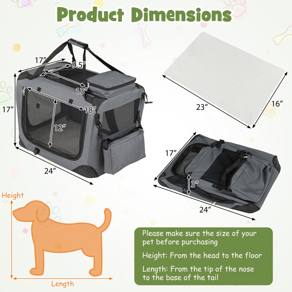 Soft Collapsible Dog Crate with Mesh Windows and 3 Doors – photo 5 of 32