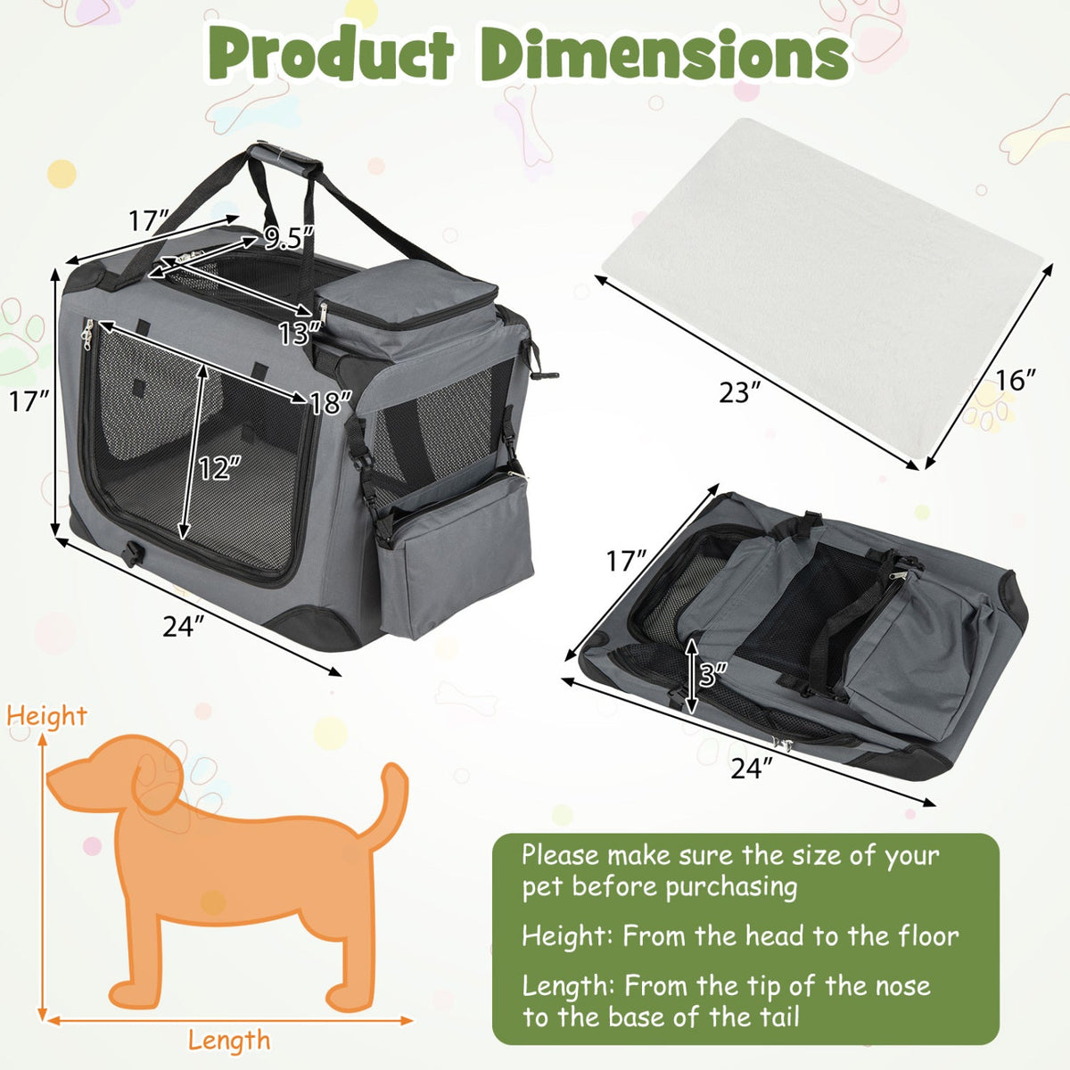Soft Collapsible Dog Crate with Mesh Windows and 3 Doors – photo 5 of 32