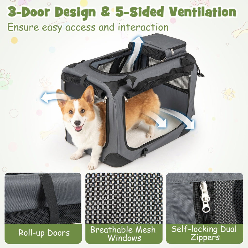 Soft Collapsible Dog Crate with Mesh Windows and 3 Doors – photo 7 of 32
