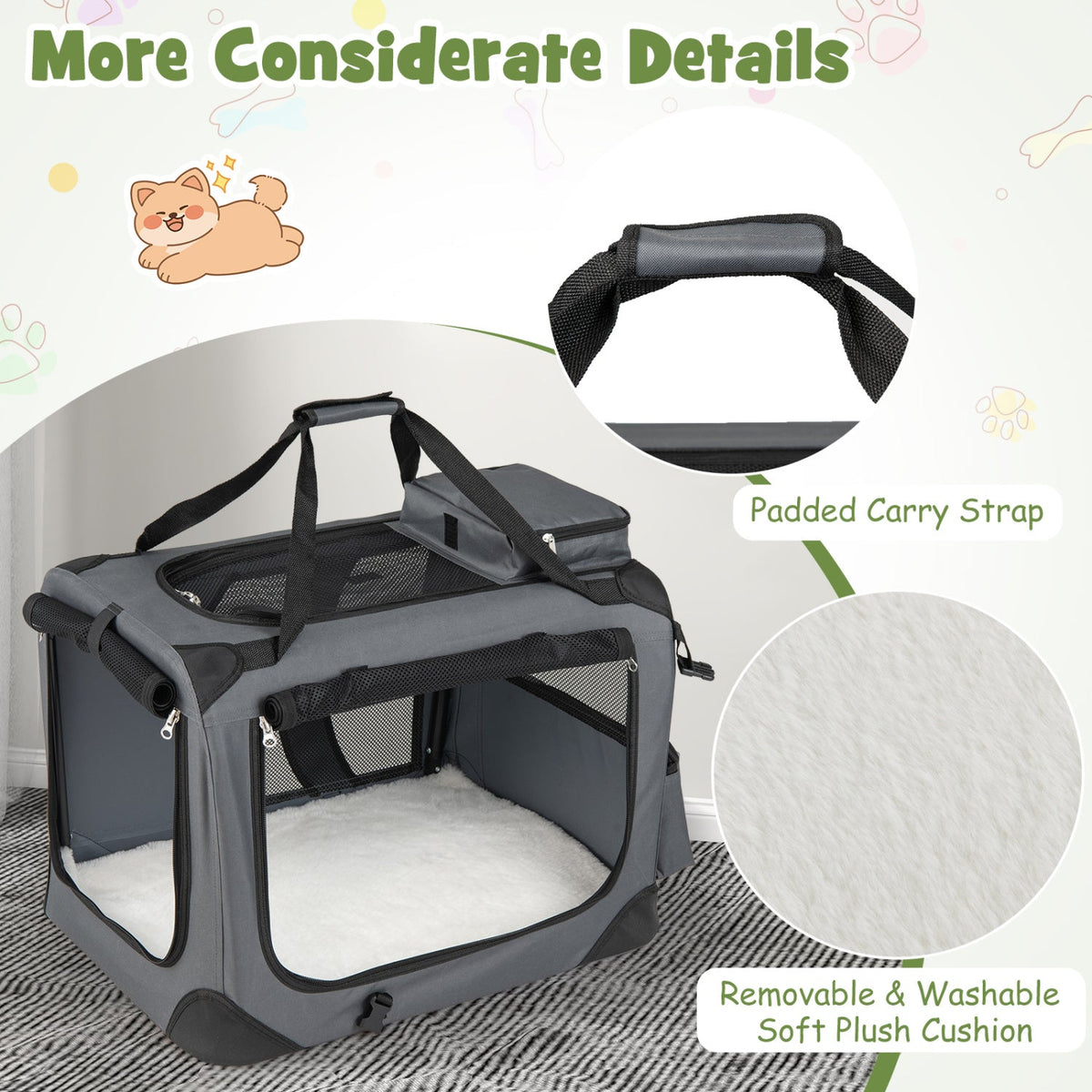 Soft Collapsible Dog Crate with Mesh Windows and 3 Doors – photo 8 of 32