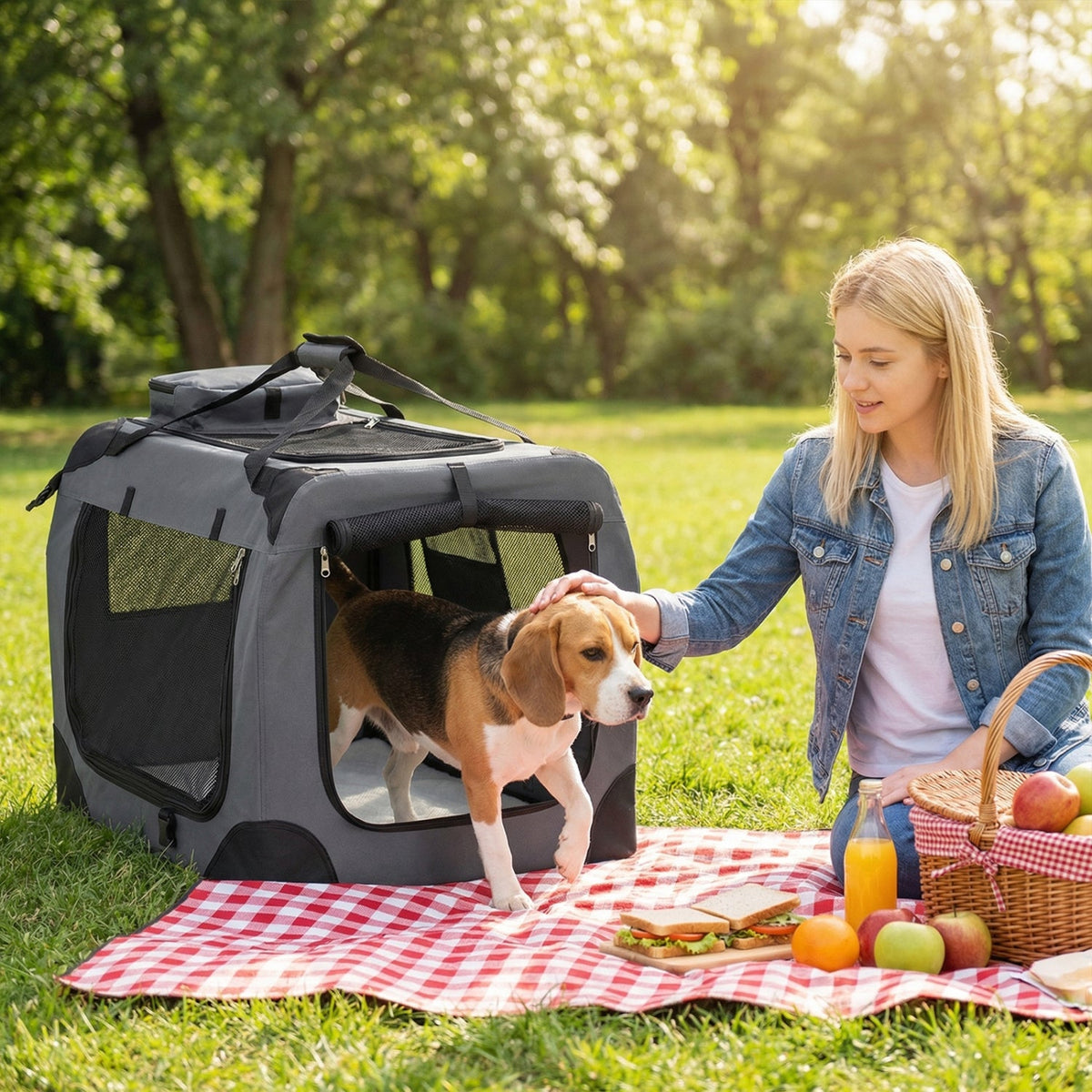 Soft Collapsible Dog Crate with Mesh Windows and 3 Doors – photo 9 of 32