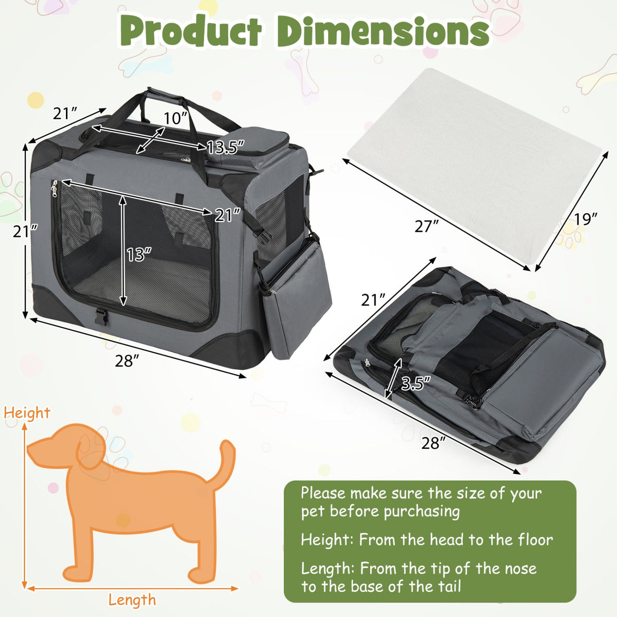 Soft Collapsible Dog Crate with Mesh Windows and 3 Doors – photo 13 of 32