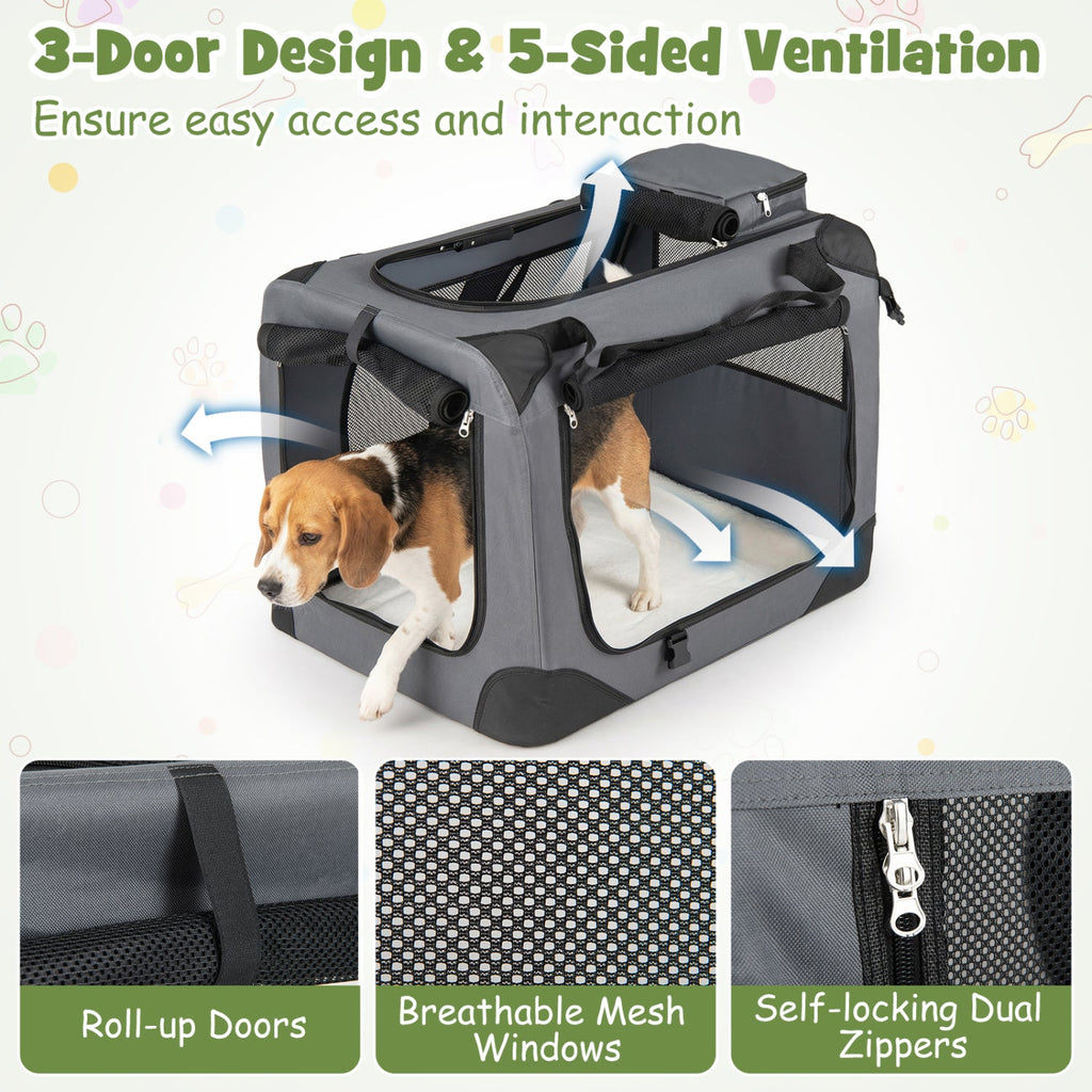 Soft Collapsible Dog Crate with Mesh Windows and 3 Doors – photo 15 of 32