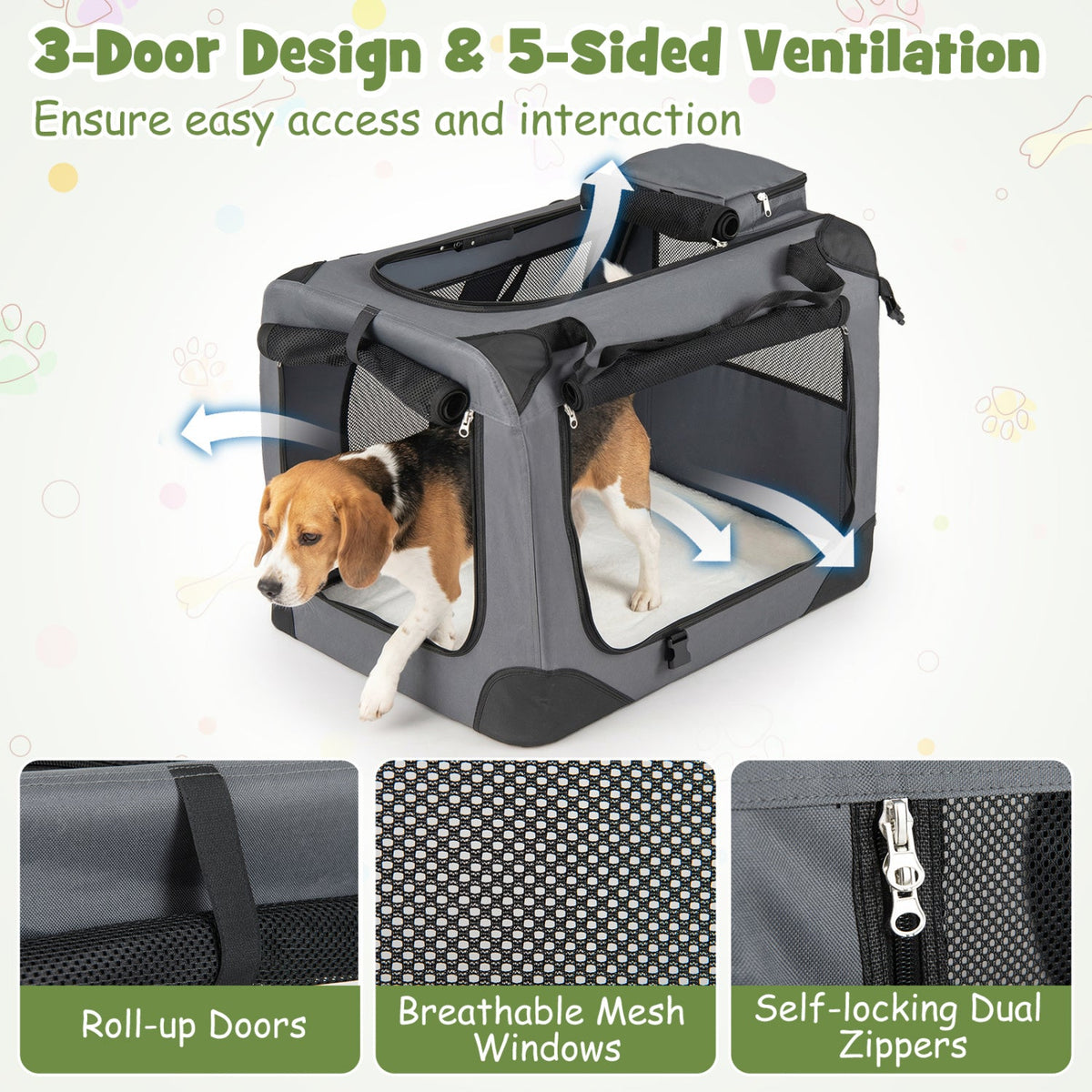 Soft Collapsible Dog Crate with Mesh Windows and 3 Doors – photo 15 of 32
