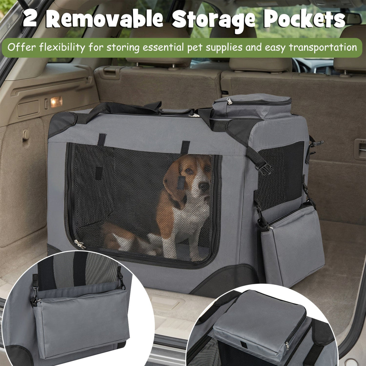 Soft Collapsible Dog Crate with Mesh Windows and 3 Doors – photo 16 of 32
