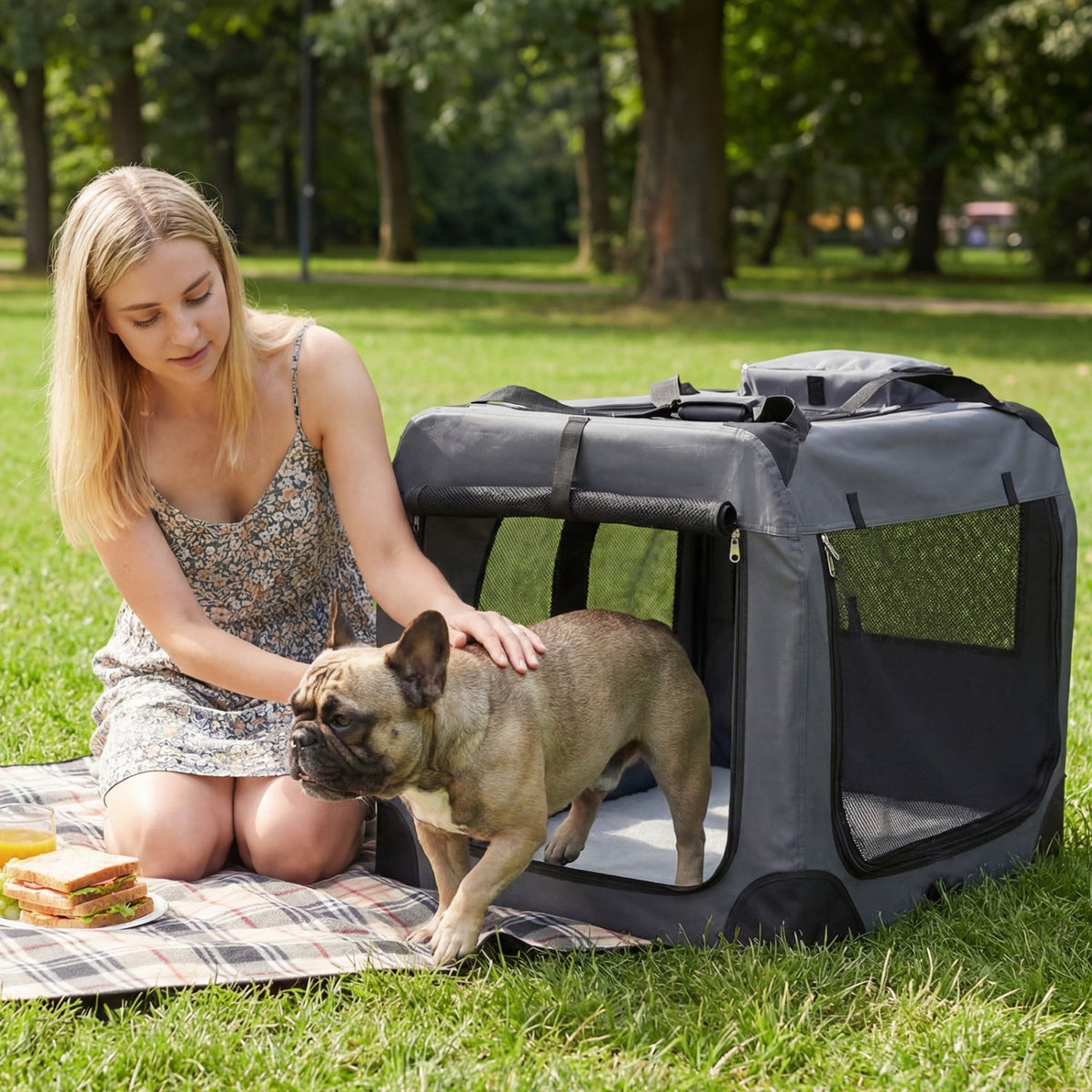 Soft Collapsible Dog Crate with Mesh Windows and 3 Doors – photo 17 of 32