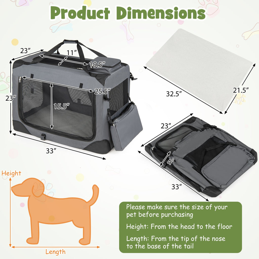 Soft Collapsible Dog Crate with Mesh Windows and 3 Doors – photo 21 of 32