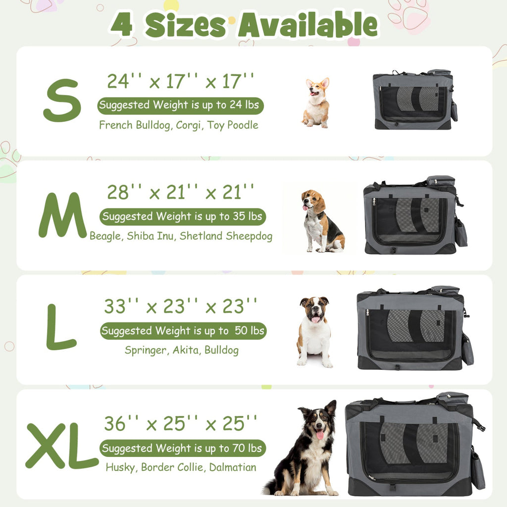 Soft Collapsible Dog Crate with Mesh Windows and 3 Doors – photo 22 of 32