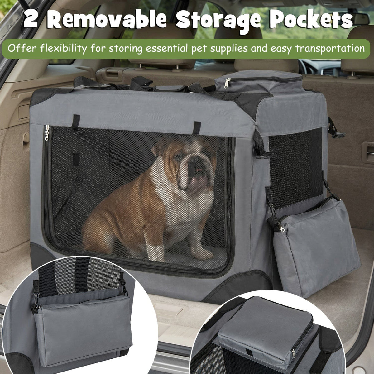 Soft Collapsible Dog Crate with Mesh Windows and 3 Doors – photo 23 of 32