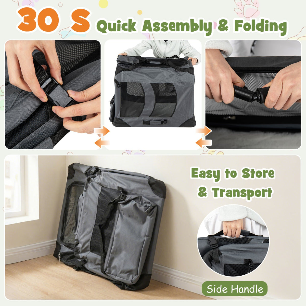 Soft Collapsible Dog Crate with Mesh Windows and 3 Doors – photo 24 of 32