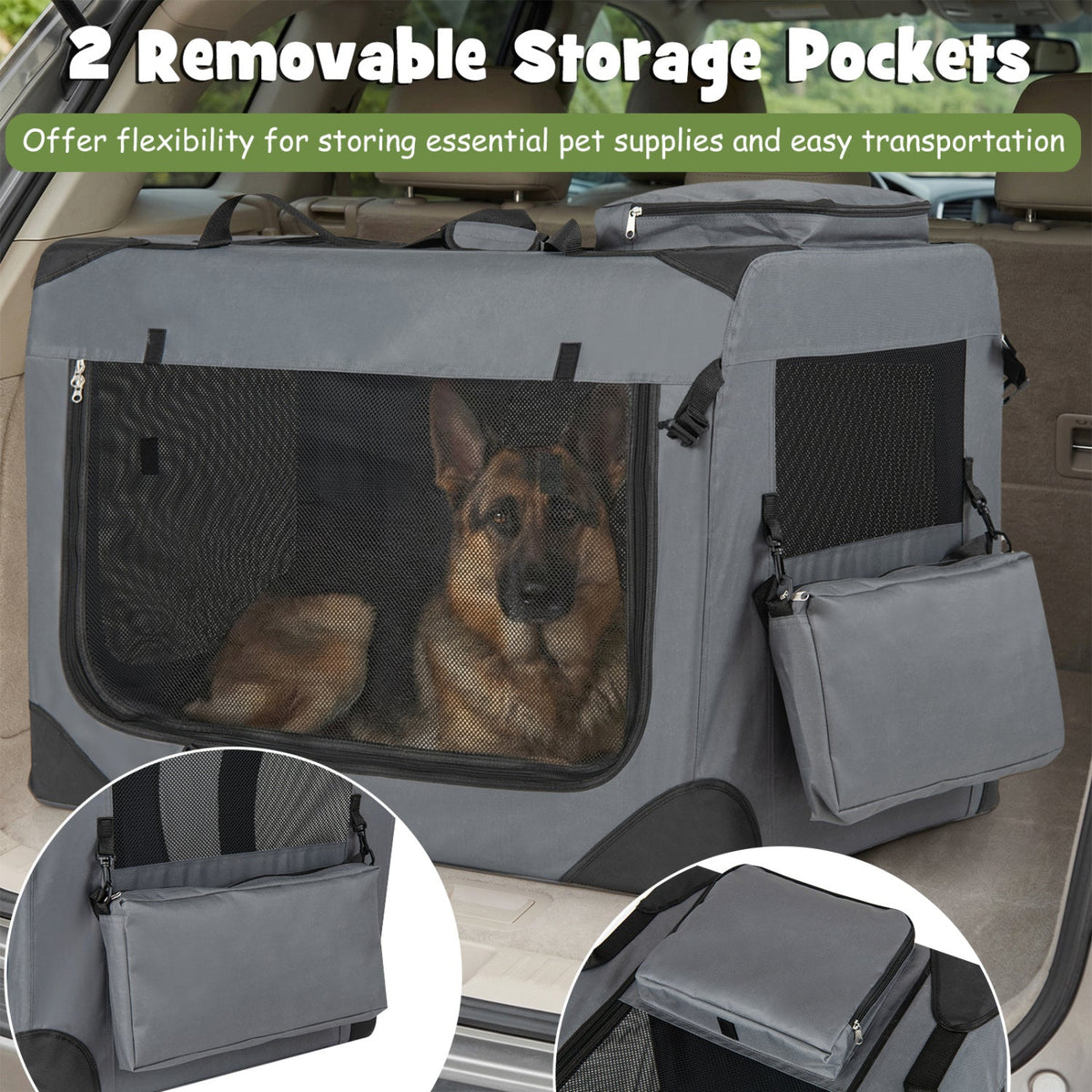 Soft Collapsible Dog Crate with Mesh Windows and 3 Doors – photo 31 of 32