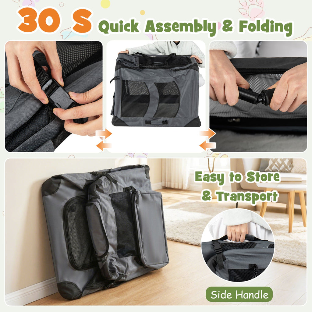 Soft Collapsible Dog Crate with Mesh Windows and 3 Doors – photo 32 of 32