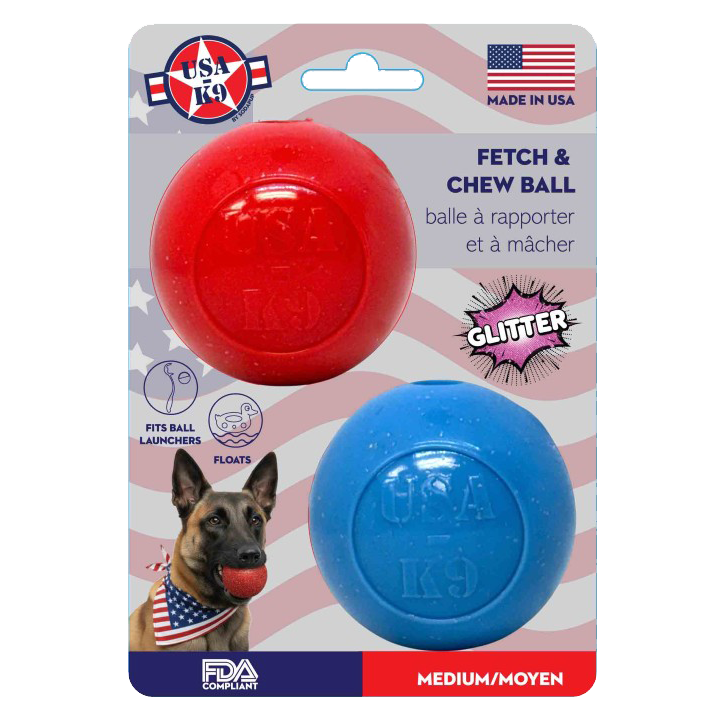 SodaPup Glitter Ball red and blue large soft rubber dog toy 2-pack – photo 1 of 11
