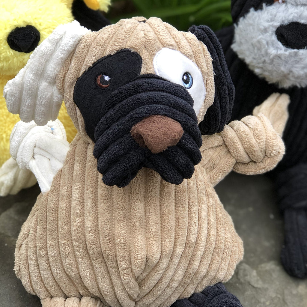 Patches HuggleMutt Knottie Plush Dog Toy Large, lifestyle