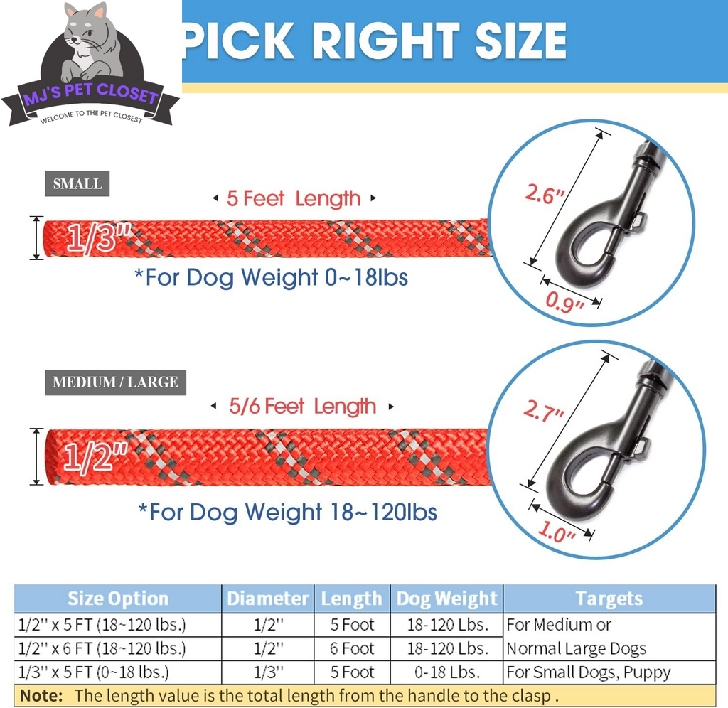 2-Pack Padded Reflective Dog Leashes – 5/6 FT – alternate view 4