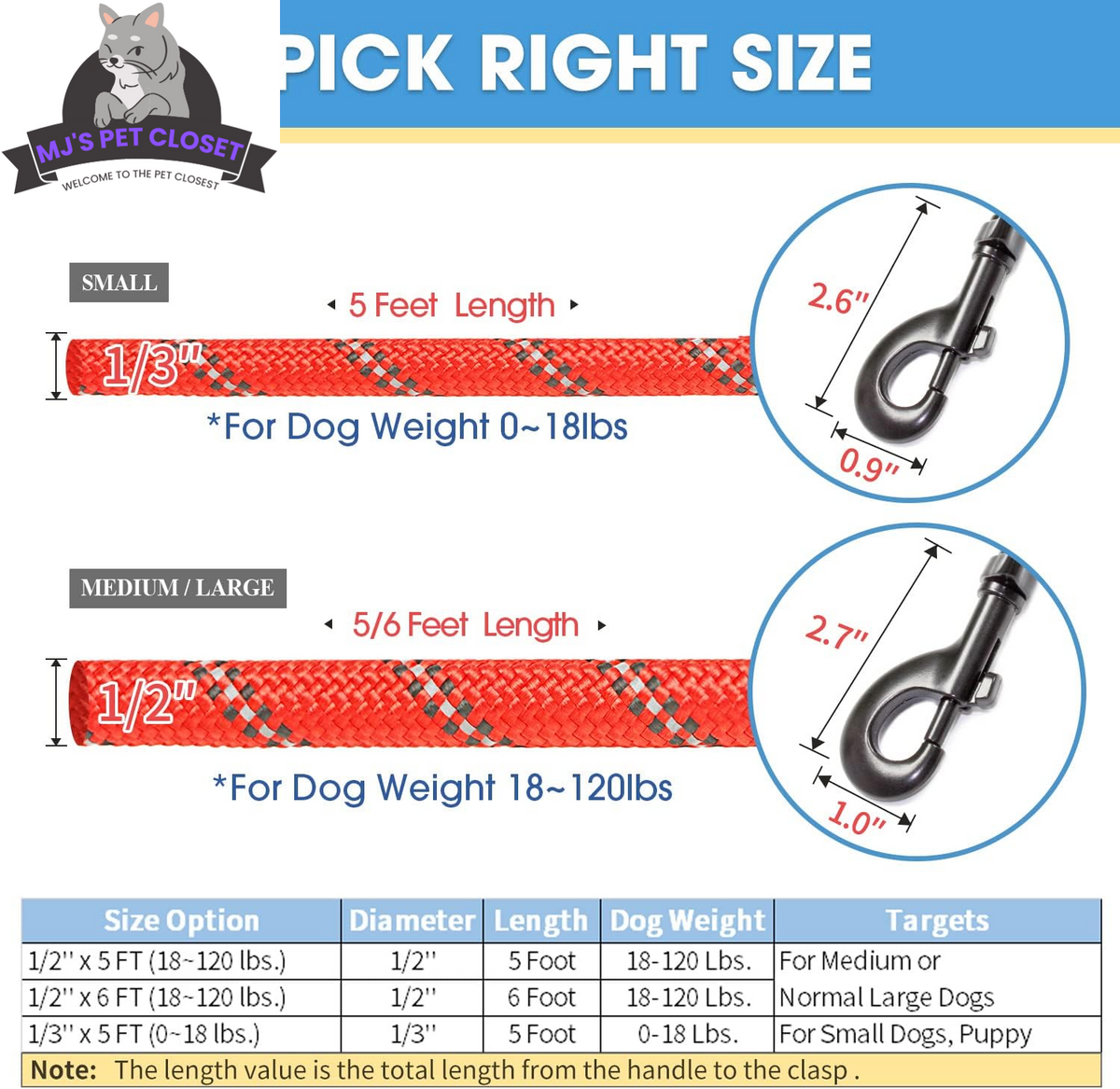 2-Pack Padded Reflective Dog Leashes – 5/6 FT – alternate view 4