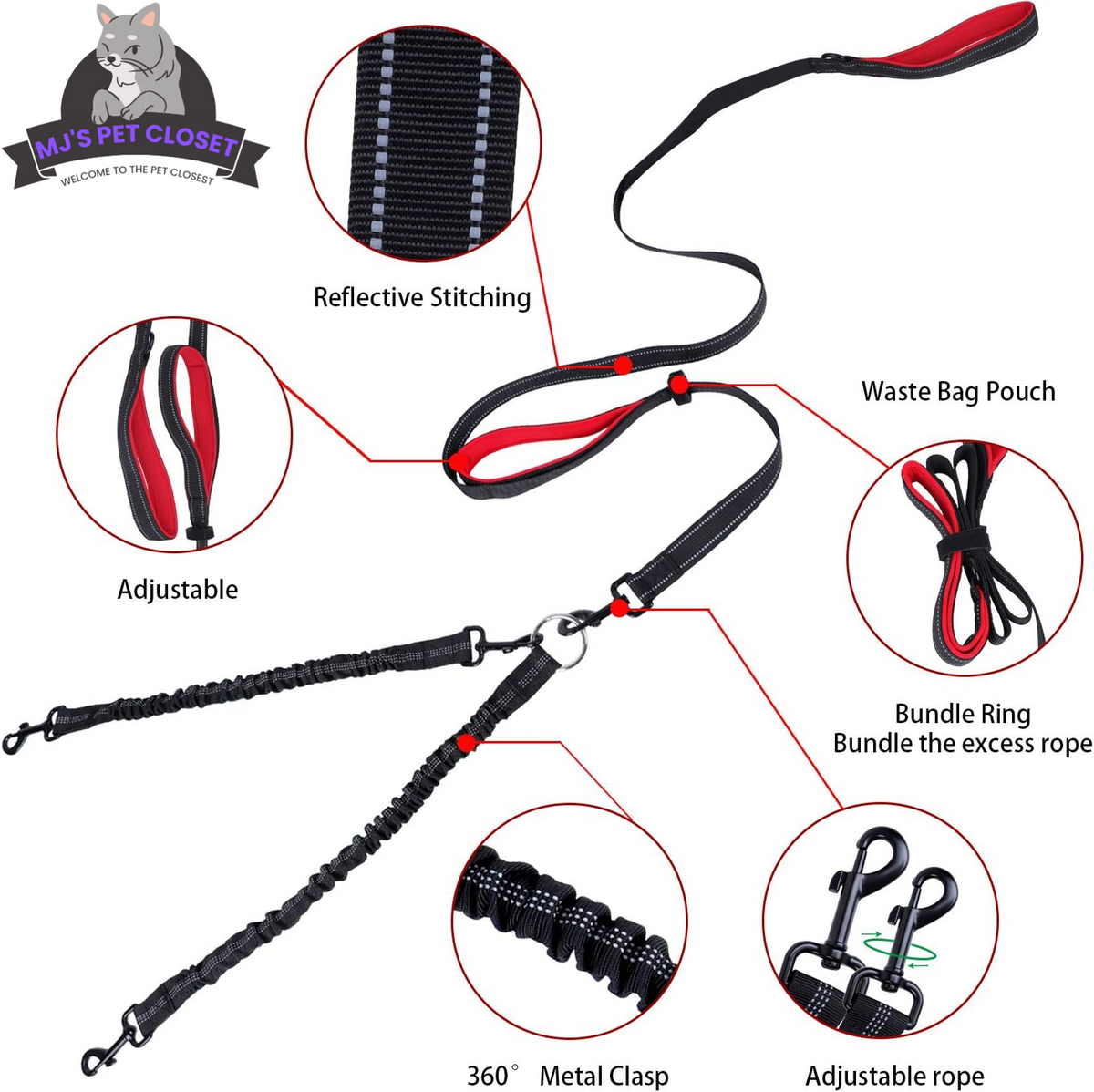 Walk Your Dogs in Style Check Out Our 360 Swivel Double Dog Leash No T, detail view