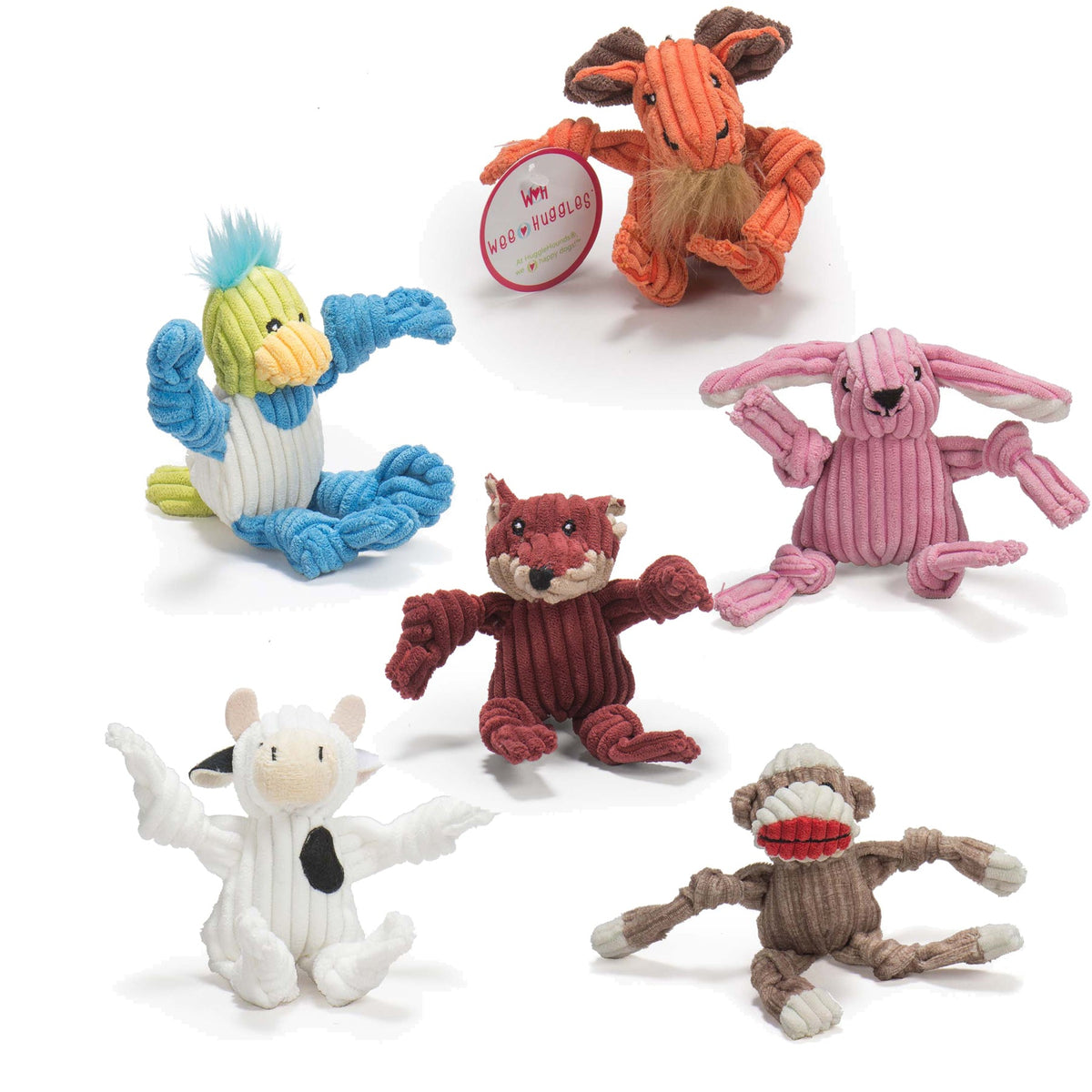 Wee Huggles Assorted Plush Dog Toys 6 Pack