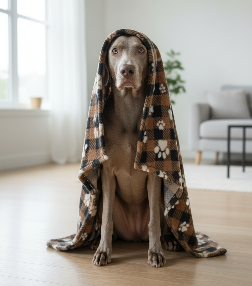 Dog Blanket – Brown Plaid Footprint – front view