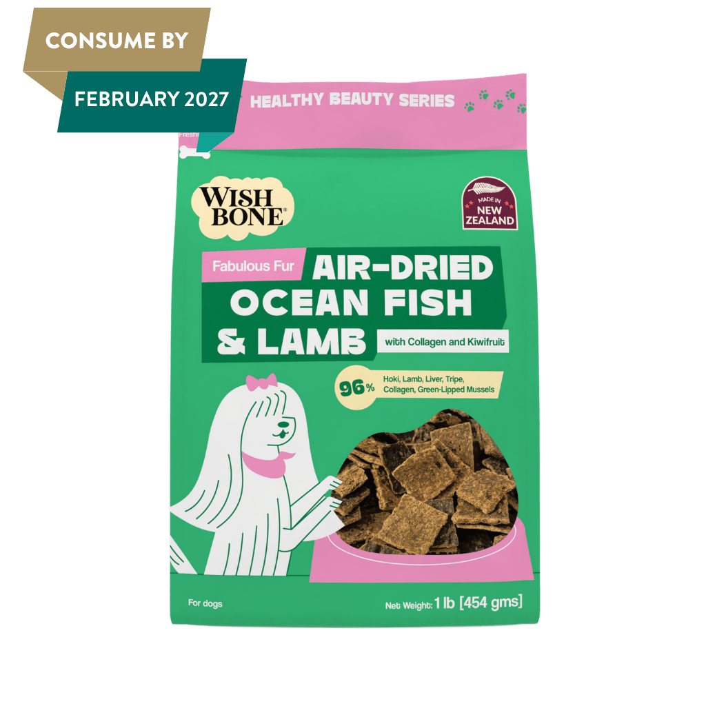 Wishbone ocean fish and lamb air-dried dog food package front