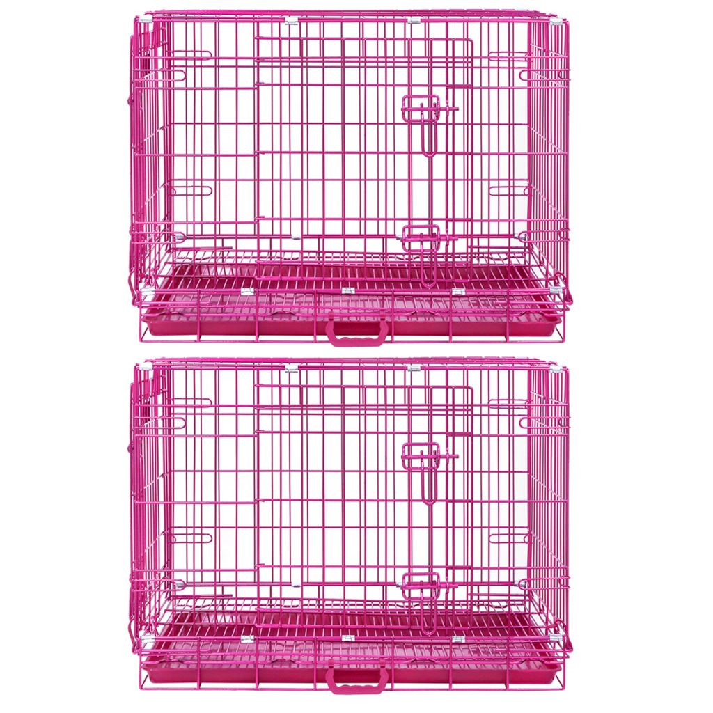24-42 Inch Pink Wire Dog Crate – alternate view 11