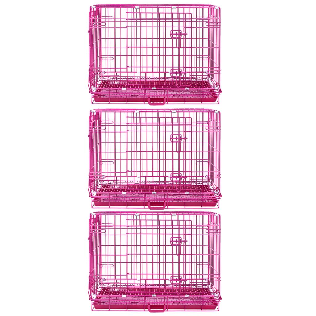 24-42 Inch Pink Wire Dog Crate – alternate view 12