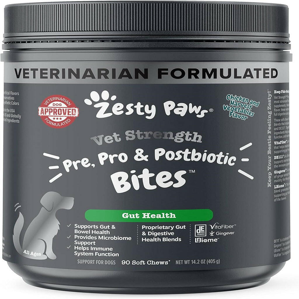 Zesty Paws Vet Strength Pre Pro Postbiotics Bites – photo 1 of 8